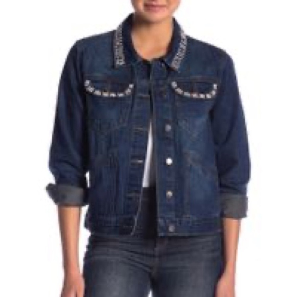 Velvet Heart Denim beaded jean jacket,Size M